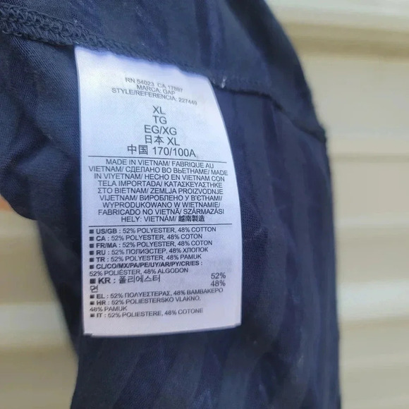 Gap Top Blouse Womens Tropical Leaf Sleeveless Navy Blue White Sheer Sz XL - Picture 7 of 8